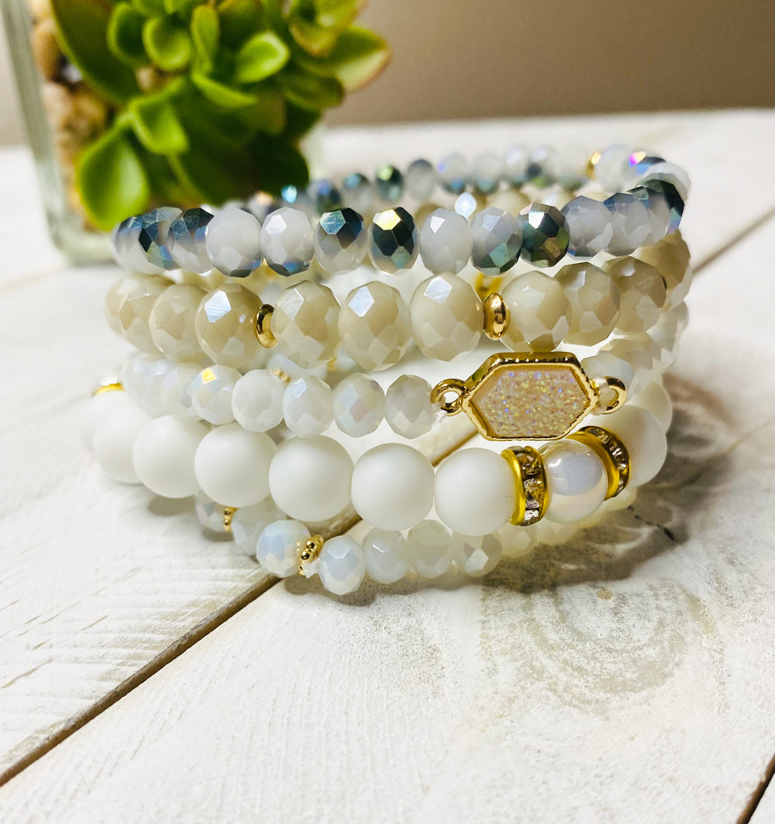 Agate Opal Beaded Gem Candy Bracelet