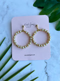 Champagne Gold Round Beaded Faceted Hoop Earrings