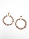 Champagne Gold Round Beaded Faceted Hoop Earrings