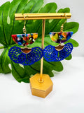 Royal Blue Multicolor Fan Charm Earrings