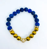 Blue Lapis Natural Bead Stone Bracelet Set