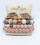 Pink Zebra Jasper Natural Gemstone Stretch Bracelet