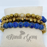 Blue Lapis Natural Bead Stone Bracelet Set