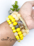 Yellow Jade Beaded Stacked Bracelet Set