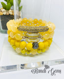 Yellow Jade Beaded Stacked Bracelet Set