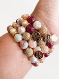 Berry and Cream Stackable Beaded Bracelet