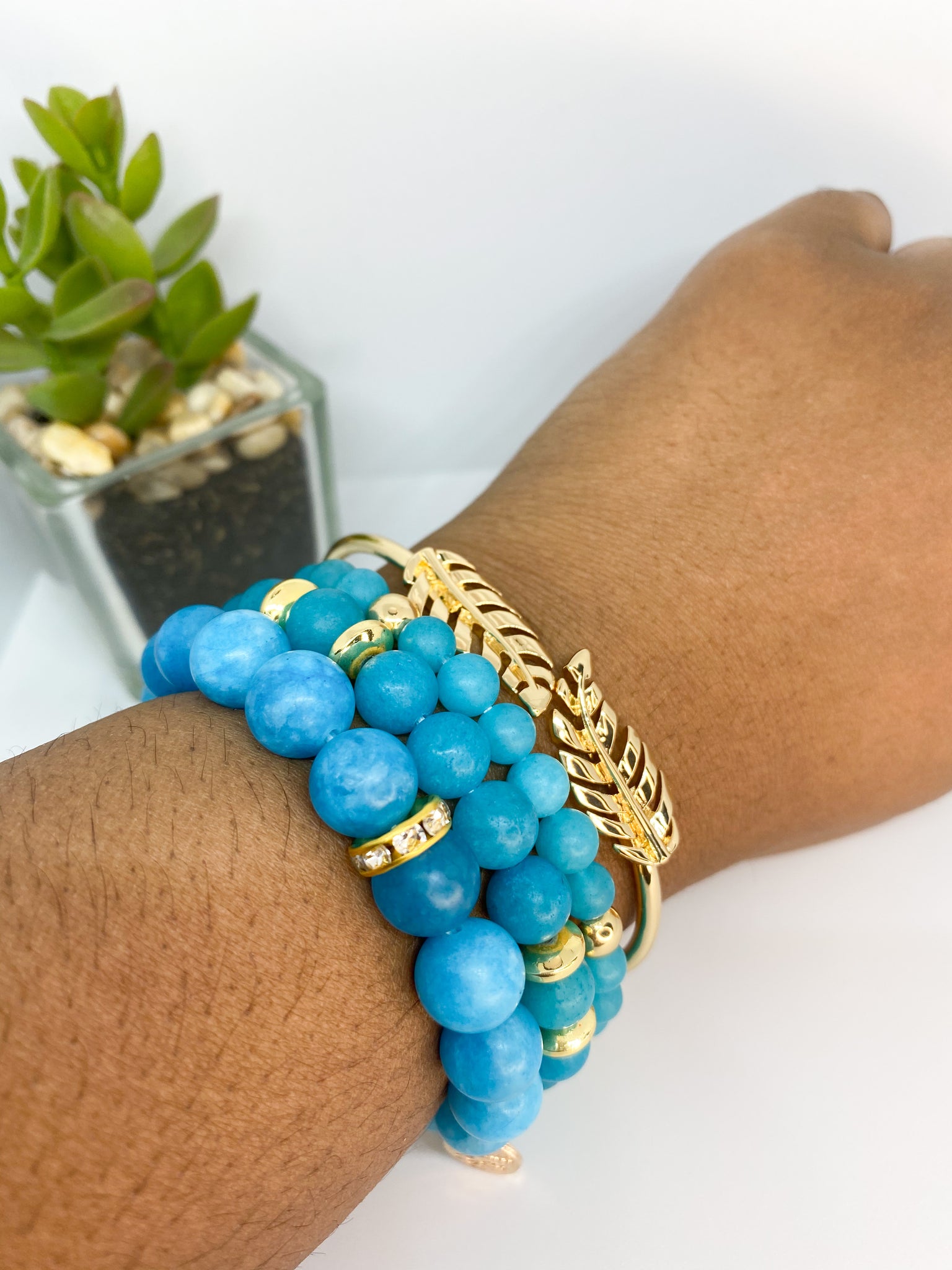 Dark Blue Goldstone beaded stretch boho bracelet with cross pendant 6mm  beads, it is a healing chakra balancing bracelet for women · NY6 Design